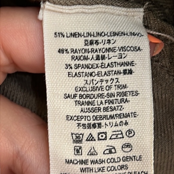 Free People Linen Jacket Size XS Taupe Tan Raw Hem Pockets Lightweight Bohemian - Picture 11 of 11